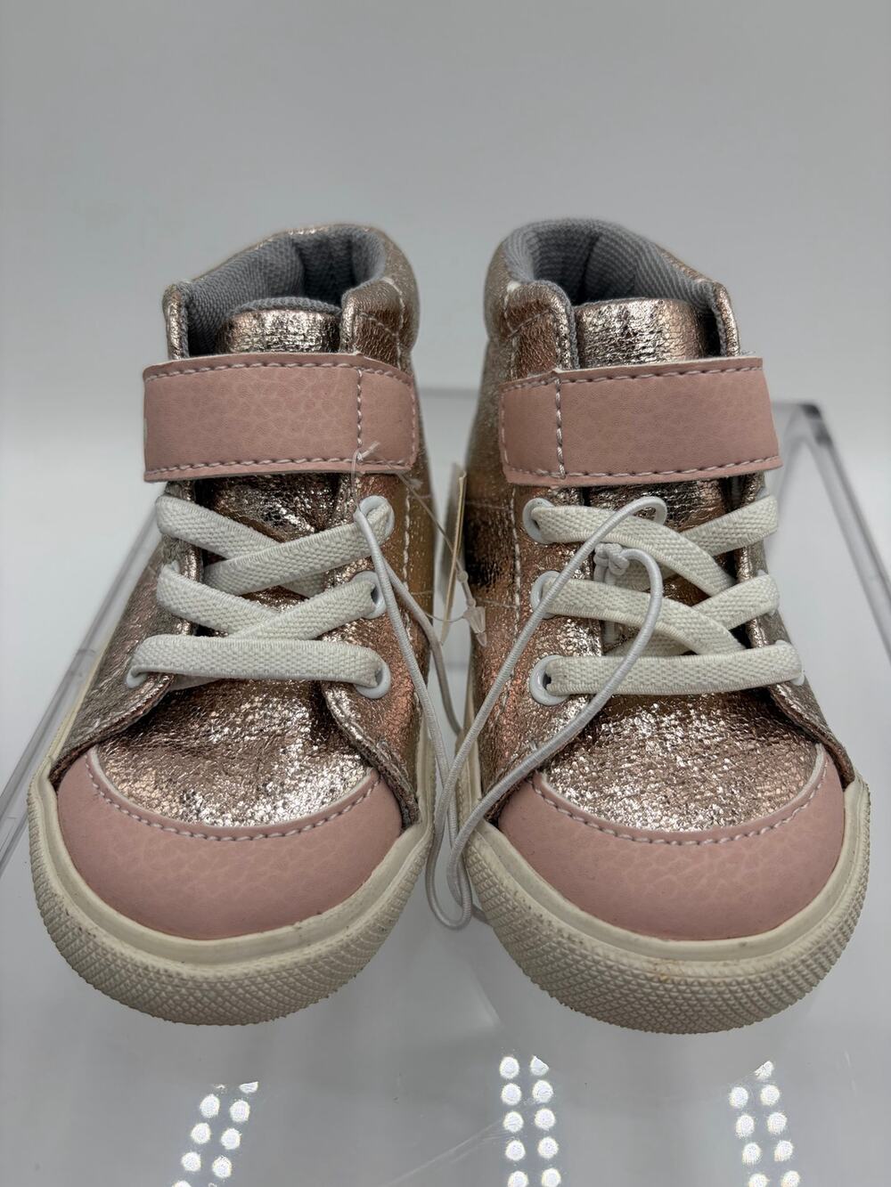 NWT See Kai Run Baby sz 4 High Top Hook and Loop Sneakers- Metallic Rose Gold